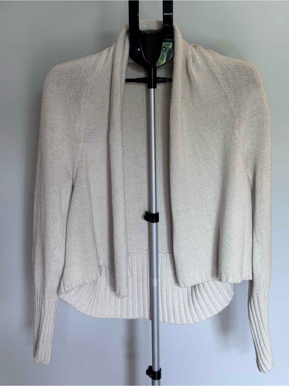 Eileen Fisher Cream Open-Front Draped Knit Cardigan - Size XL